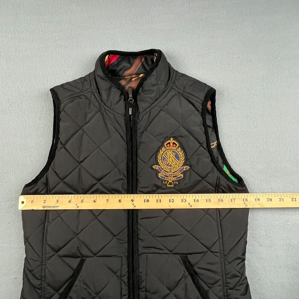 Ralph Lauren Reversible Quilted Vest Equestrian Crest Emblem Women's Small - Picture 7 of 9